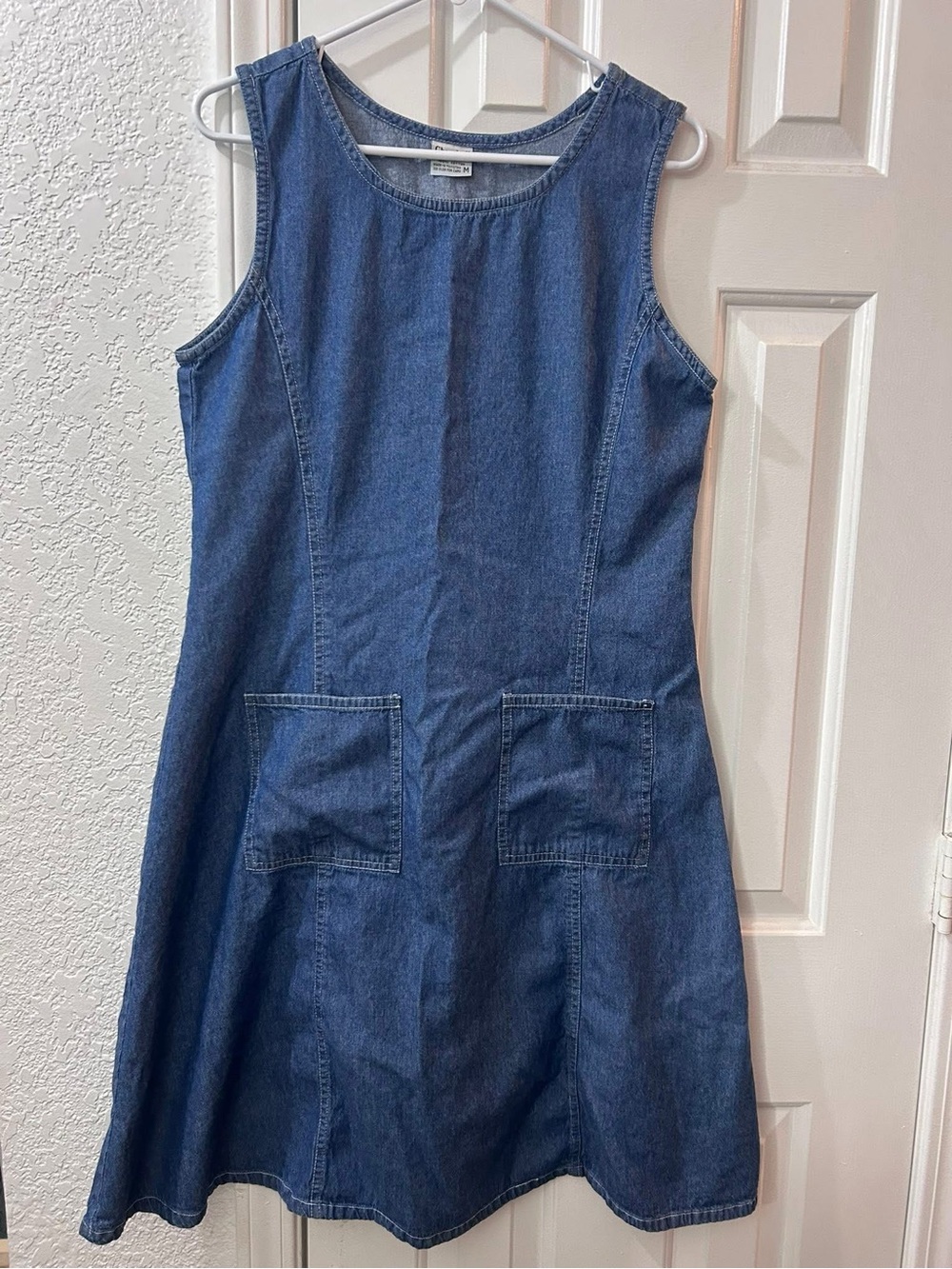 Denim Tank Dress Medium Wash Sleeveless Midi Dress Size M